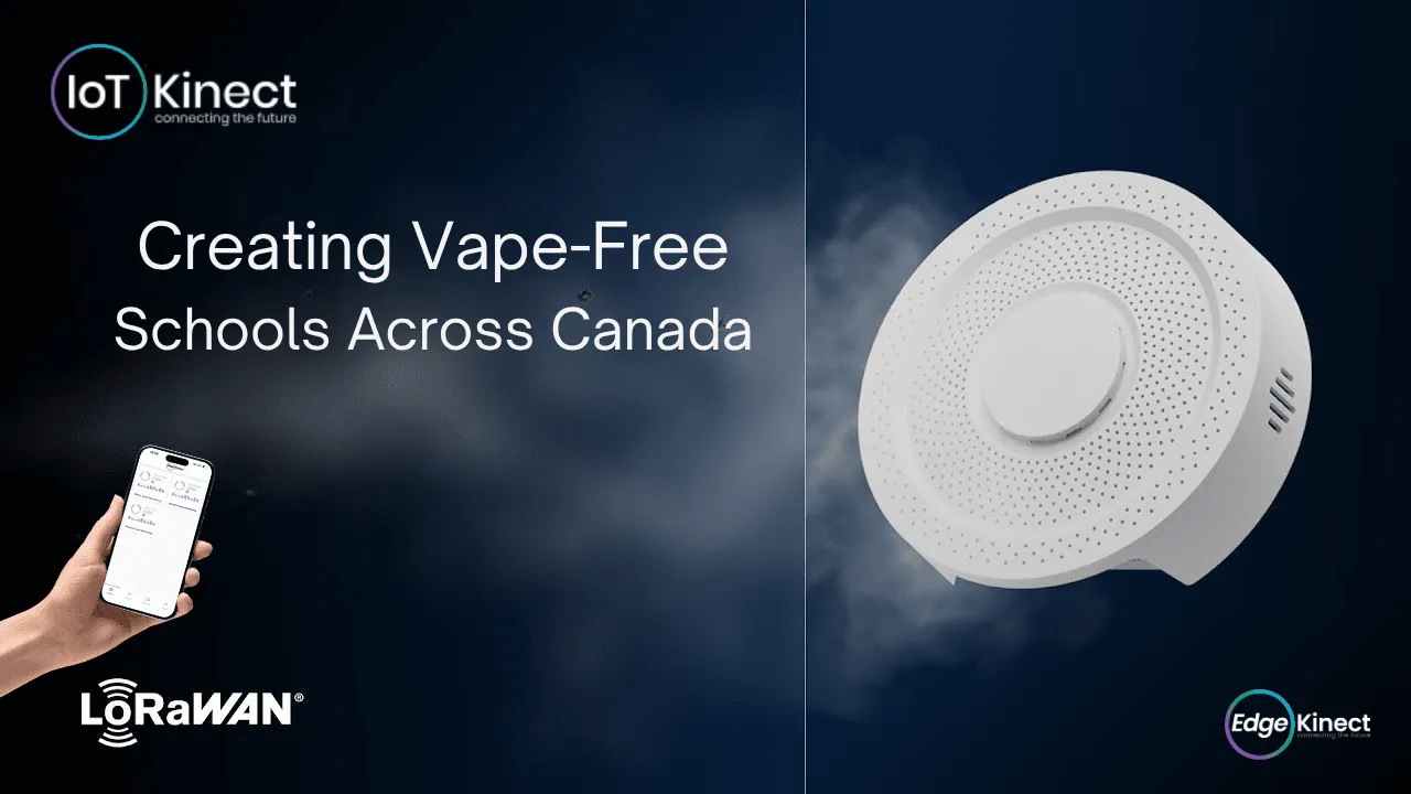 Image of a Vape Sensor with Edgekinect vision mobile app for schools monitoring systems.