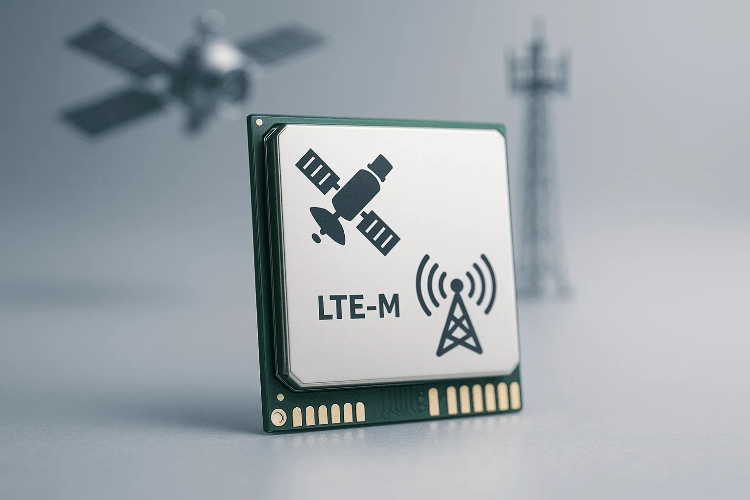 Hybrid satellite and LTE-M IoT module enabling global industrial connectivity | AI-generated image