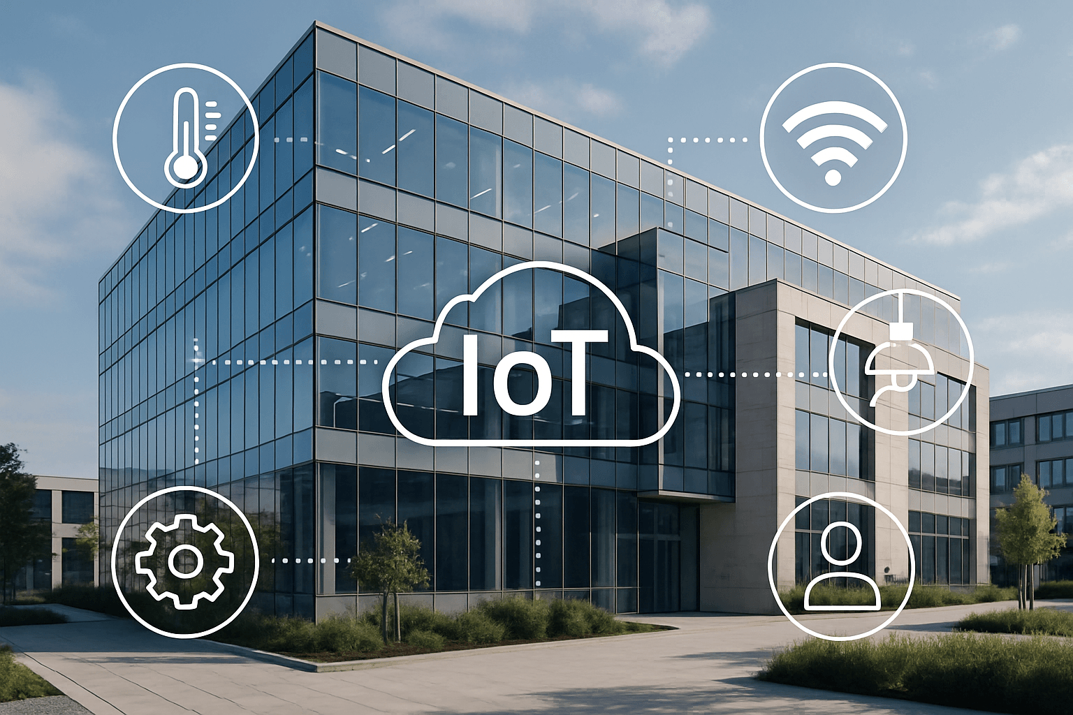 IoT-enabled smart building with connected sensors optimizing energy, automation, and occupant comfort | AI-generated image