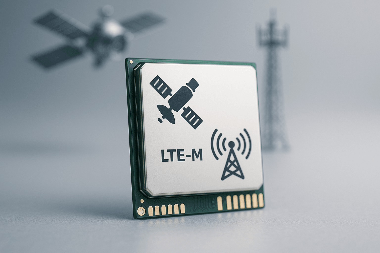 Hybrid satellite and LTE-M IoT module enabling global industrial connectivity | AI-generated image